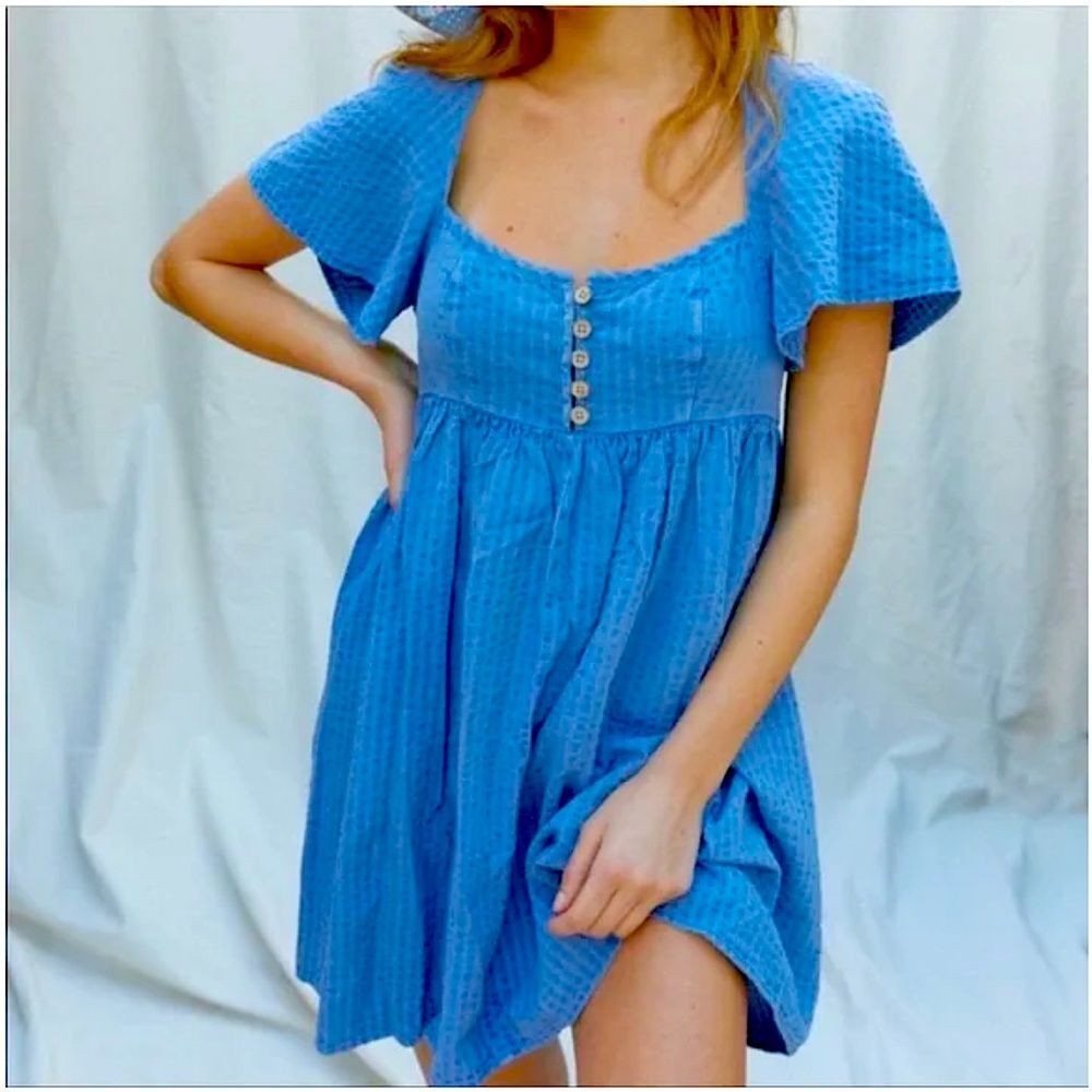 Urban Outfitters Blue Chambray Saturday Morning Frock Dress Size Small